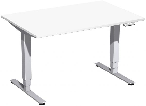 Elektro-Hubtisch, höhenverstellbar, 120x80cm, Weiß / Silber