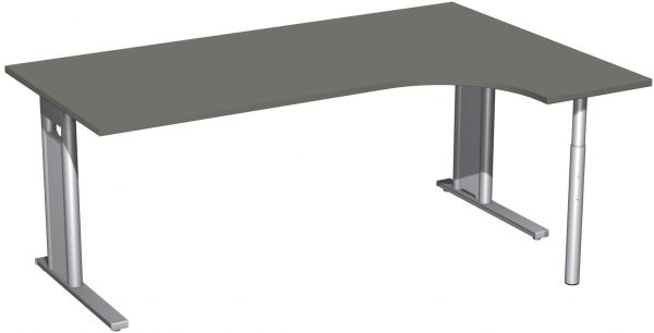 PC-Schreibtisch rechts, 180x120cm, Graphit / Silber