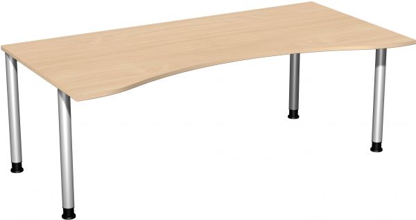 Schreibtisch, höhenverstellbar, 200x100cm, Buche / Silber