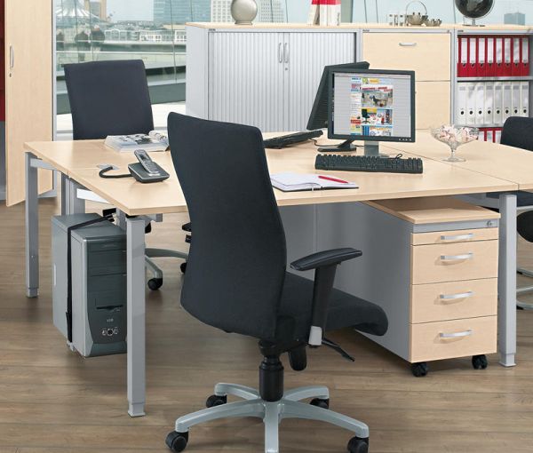 Schreibtisch Rechteck CONCEPT MODUL 160x80x68-82 cm, Ahorn / Alusilber