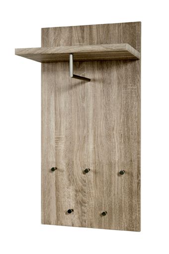 Wandgarderobe, Eiche trüffel - Edelstahloptik, MDF, Stahl, 49x31x100cm