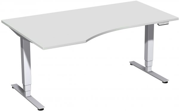 Elektro-Hubtisch links, höhenverstellbar, 160x100cm, Lichtgrau / Silber