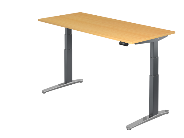 Sitz-Steh-Schreibtisch elektrisch 180x80cm Buche Graphit