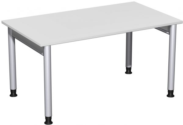 Schreibtisch, höhenverstellbar, 140x80cm, Lichtgrau / Silber