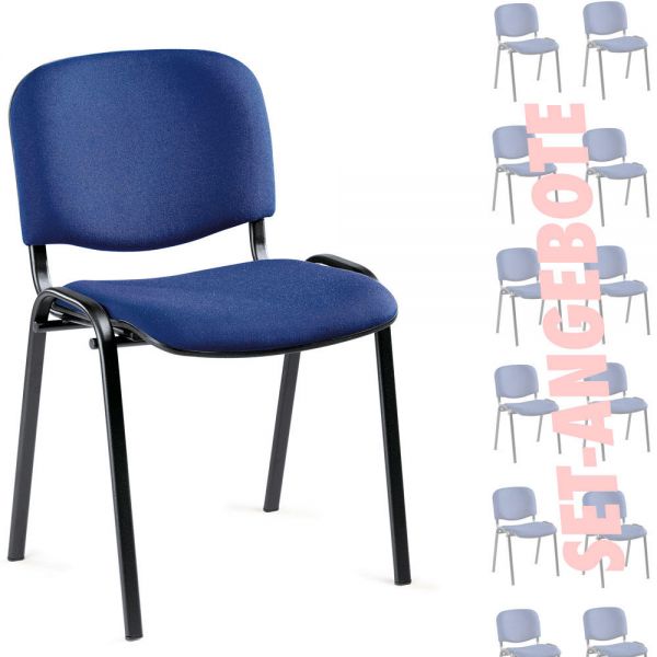 8er Set-Besucherstühle ISO Gestell schwarz, Stoff-blau C6