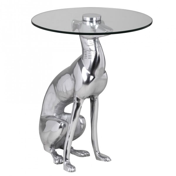 Deko Beistelltisch Figur DOG aus Aluminium, Silber