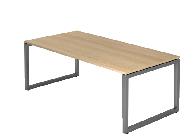 Schreibtisch O-Fuß eckig 200x100cm Eiche / Graphit
