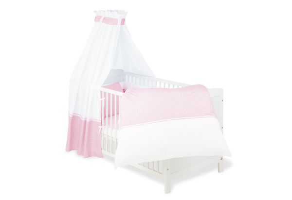 Textile Ausstattung für Kinderbetten 'Vichy-Karo', rosa, 4-tlg.