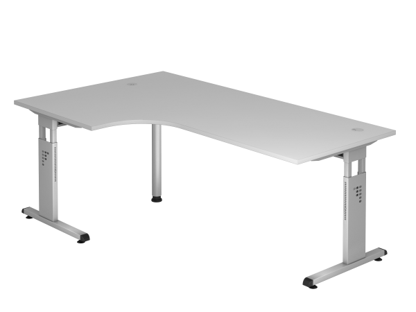 Winkeltisch OS82 C-Fuß 200x120cm 90° Grau Gestellfarbe: Silber