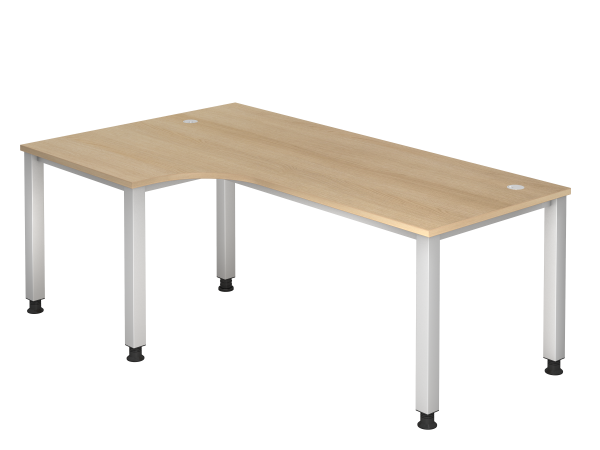 Winkeltisch RS82 O-Fuß eckig 200x120cm 90° Eiche Gestellfarbe: Silber