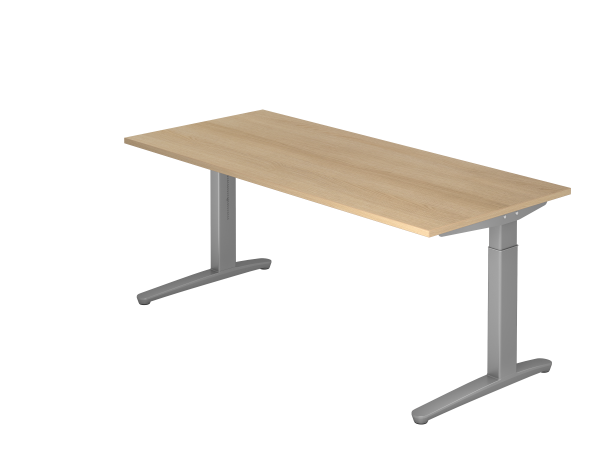 Schreibtisch, C-Fuß, 180x80cm, Eiche / Silber