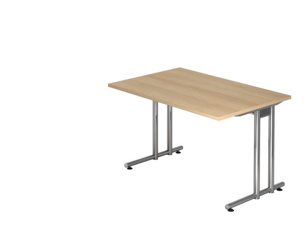 Schreibtisch NS12 C-Fuß 120x80cm Eiche Gestellfarbe: Chrom