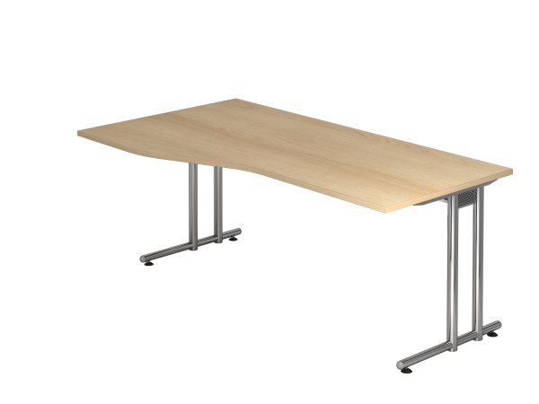 Schreibtisch NS18 C-Fuß 180x100 / 80cm Eiche Gestellfarbe: Chrom