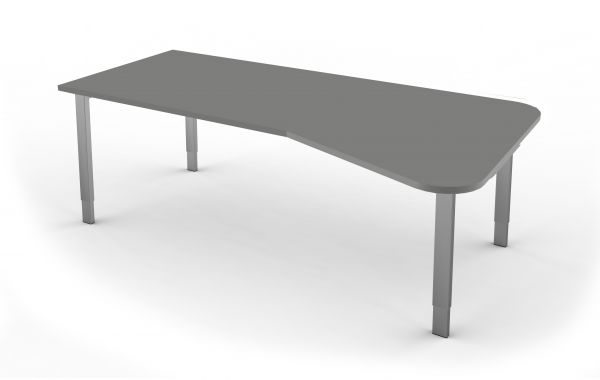 Freiformtisch mit 4-Bein-Gestell, 195x80 / 100cm, Graphit / Silber
