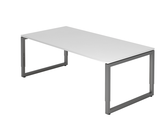 Schreibtisch O-Fuß eckig 200x100cm Weiß / Graphit