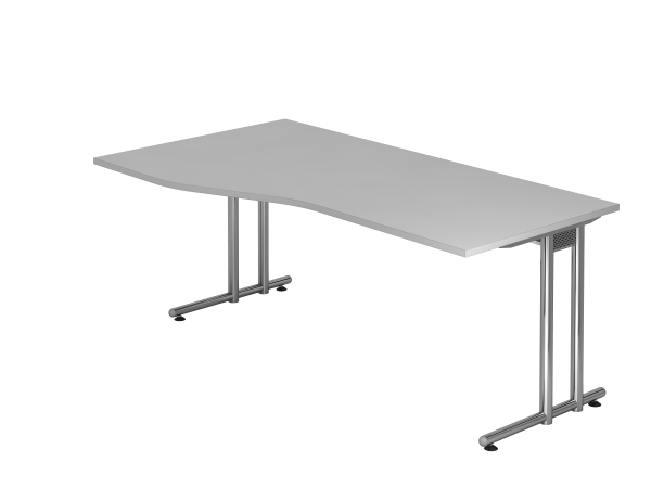 Schreibtisch NS18 C-Fuß 180x100 / 80cm Grau Gestellfarbe: Chrom