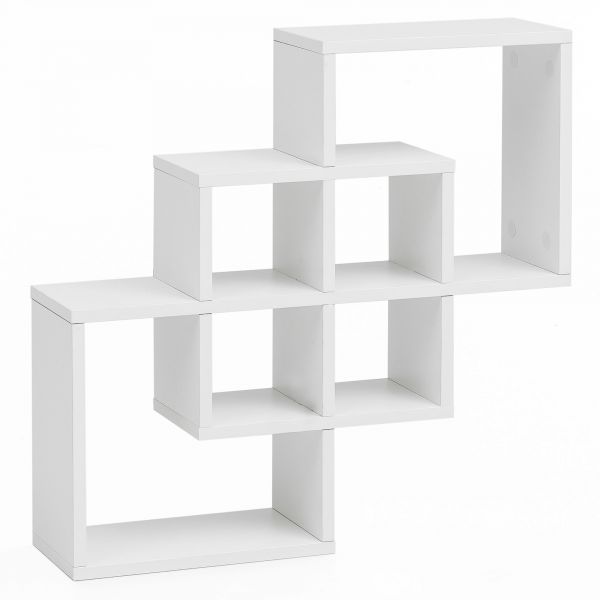 Wandregal Holz Hängeregal Modern Weiß 54x54x16 cm