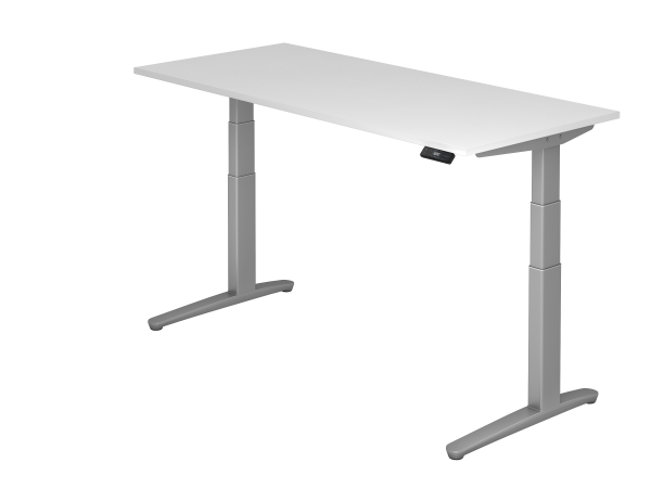 Sitz-Steh-Schreibtisch elektrisch 180x80cm Weiß Silber