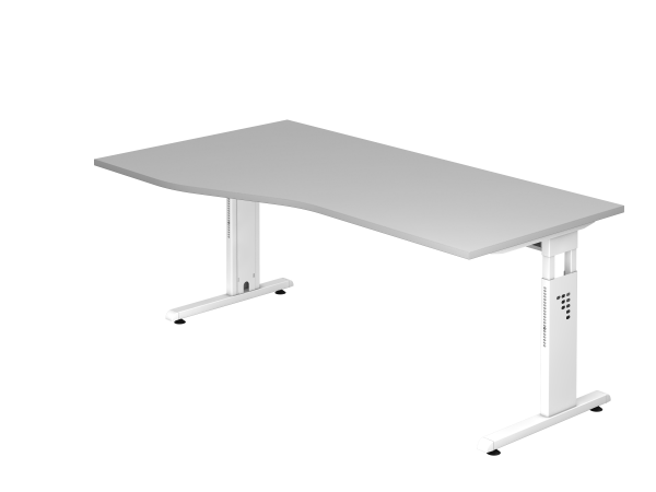 Schreibtisch OS18 C-Fuß 180x100 / 80cm Grau Gestellfarbe: Weiß