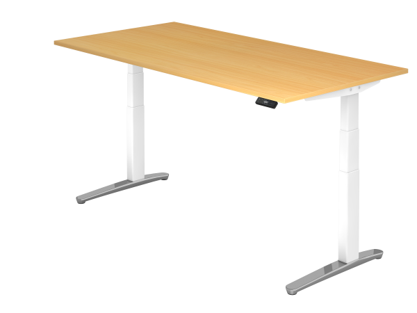 Sitz-Steh-Schreibtisch elektrisch 200x100cm Buche Weiß