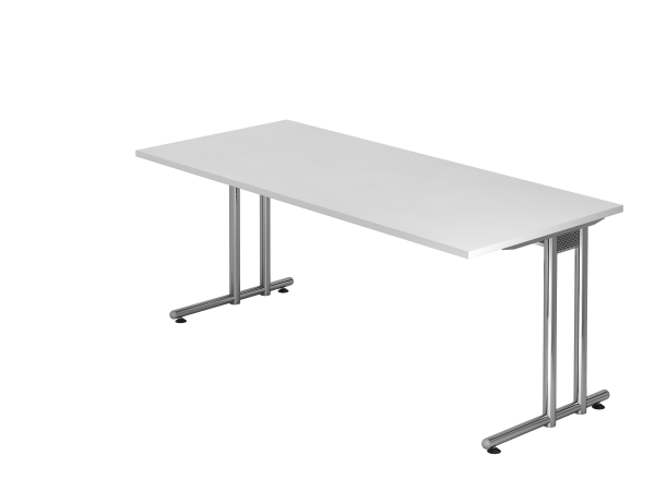 Schreibtisch NS19 C-Fuß 180x80cm Weiß Gestellfarbe: Chrom