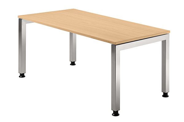 Schreibtisch JS16 U-Fuß / 4-Fuß eckig 160x80cm Buche Gestellfarbe: Silber