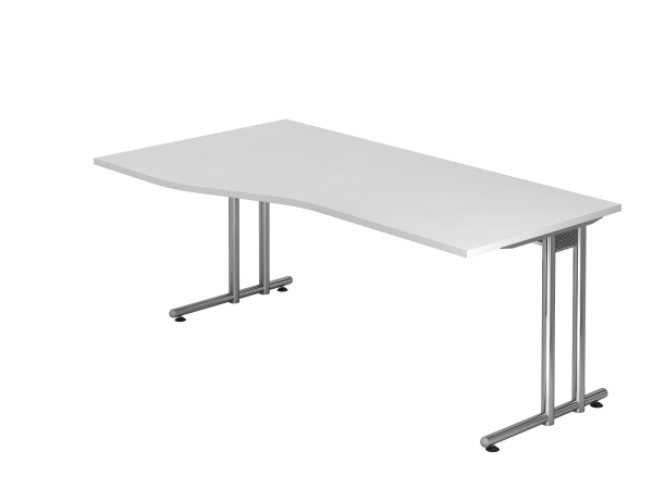 Schreibtisch NS18 C-Fuß 180x100 / 80cm Weiß Gestellfarbe: Chrom