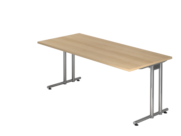 Schreibtisch NS19 C-Fuß 180x80cm Eiche Gestellfarbe: Chrom