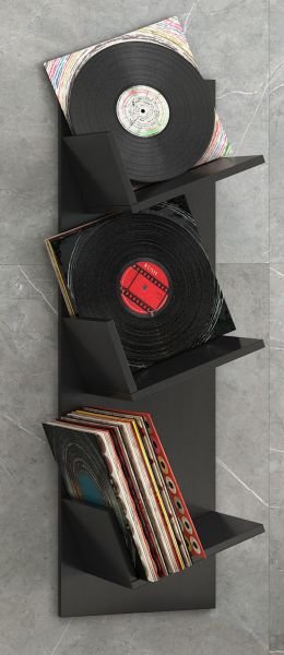 Design Schallplatten-Regal "Sulda" - Schwarz