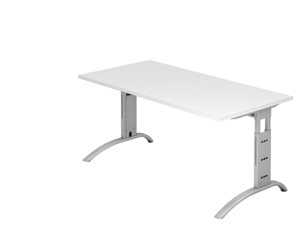 Schreibtisch FS16 C-Fuß 160x80cm Weiß Gestellfarbe: Silber