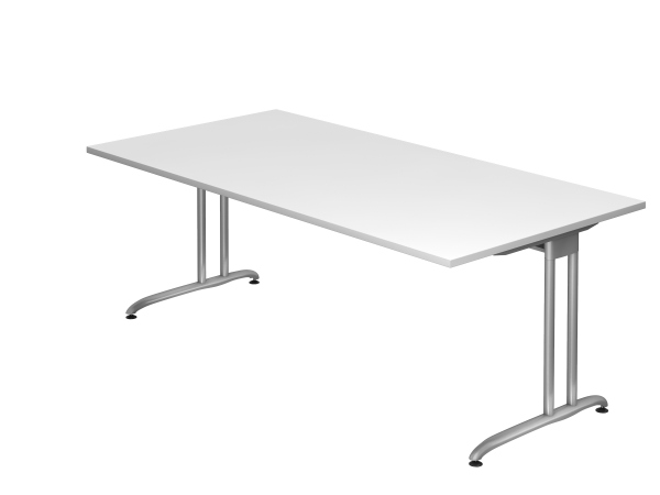 Schreibtisch C-Gestell 200x100cm Weiß