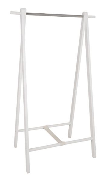 Standgarderobe, weiß - Chrom, Massivholz Kiefer, Stahlrohr, 88x50x152cm