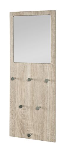 Wandgarderobe, Eiche hell - Chrom Nickel, MDF, Stahl, 80x6x30cm