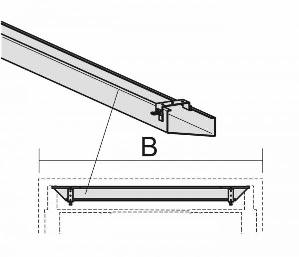 Kabelkanal zur Befestigung an der Tischplatte, 1200mm, Silber