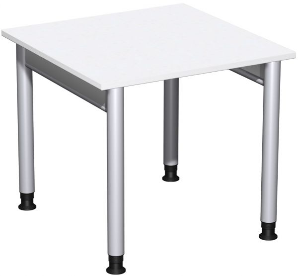 Schreibtisch, höhenverstellbar, 80x80cm, Weiß / Silber