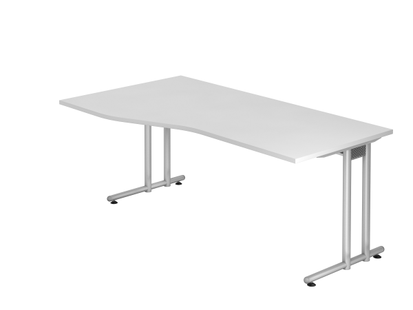 Schreibtisch NS18 C-Fuß 180x100 / 80cm Weiß Gestellfarbe: Silber