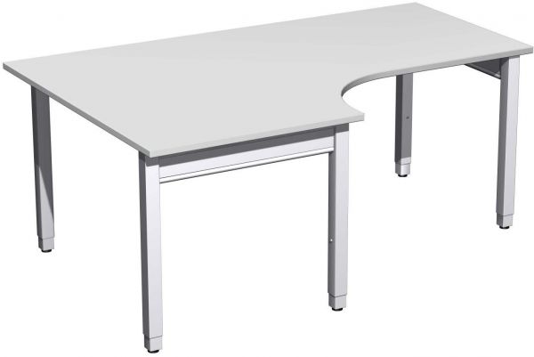 PC-Schreibtisch links höhenverstellbar, 180x120x68-86cm, Lichtgrau / Silber