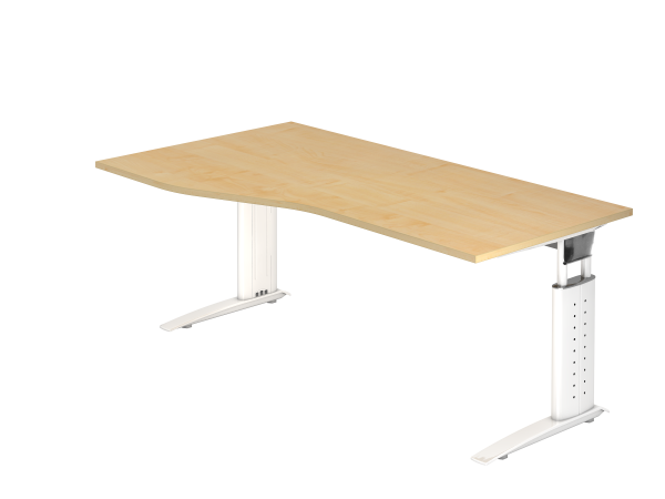 Schreibtisch US18 C-Fuß 180x100 / 80cm Ahorn Gestellfarbe: Weiß
