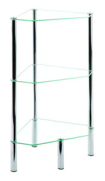 Regal, Chrom, Stahl, Glas, 46x32x77cm