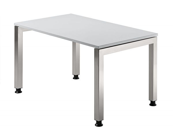 Schreibtisch JS12 U-Fuß / 4-Fuß eckig 120x80cm Grau Gestellfarbe: Silber