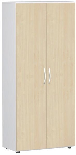 Flügeltürenschrank mit Standfüßen, 80x42x180cm, Ahorn Weiß