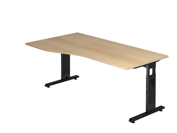 Schreibtisch OS18 C-Fuß 180x100 / 80cm Eiche Gestellfarbe: Schwarz