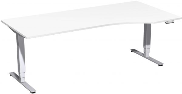 Elektro-Hubtisch rechts, höhenverstellbar, 200x100cm, Weiß / Silber