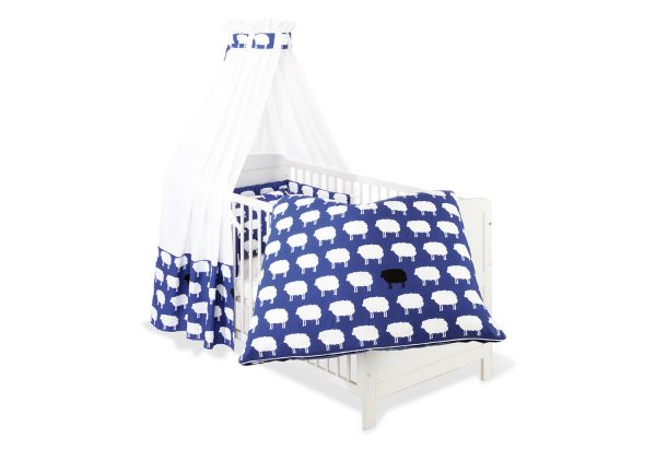 Textile Ausstattung für Kinderbetten 'Happy Sheep', blau, 4-tlg.