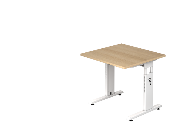 Schreibtisch OS08 C-Fuß 80x80cm Eiche Gestellfarbe: Weiß