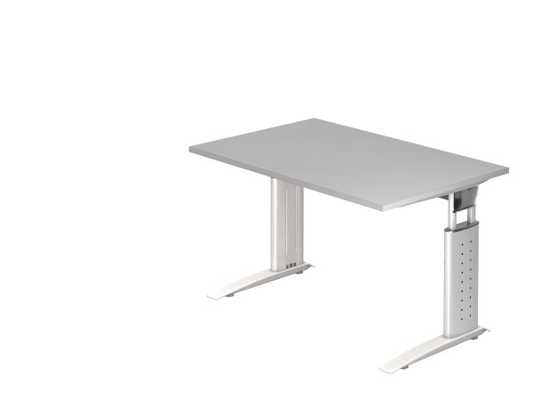 Schreibtisch US12 C-Fuß 120x80cm Grau Gestellfarbe: Weiß