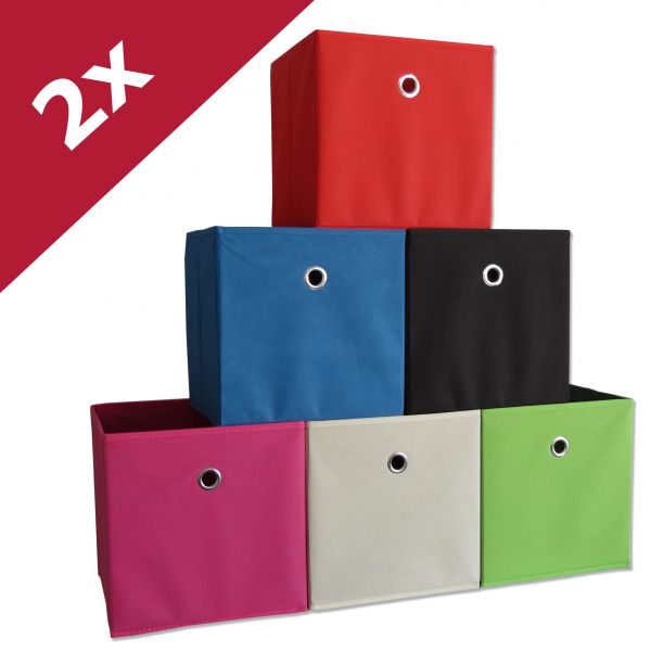 2er-Set Faltbox Klappbox "Boxas" - ohne Deckel - Weiß-Natur