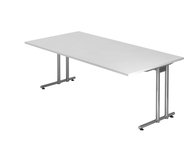 Schreibtisch NS2E C-Fuß 200x100cm Weiß Gestellfarbe: Chrom