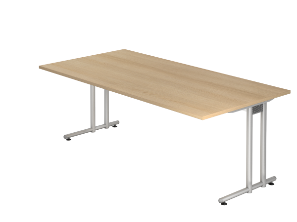 Schreibtisch NS2E C-Fuß 200x100cm Eiche Gestellfarbe: Silber