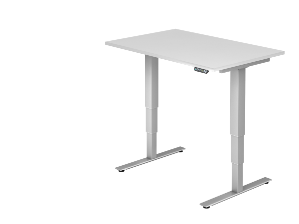 Sitz-Steh-Schreibtisch elektrisch XDSM12 120x80cm Weiß Gestellfarbe: Silber